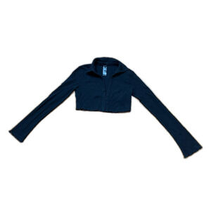Hours Black Knit Long Sleeve Crop Top Cardigan Women's Size Medium